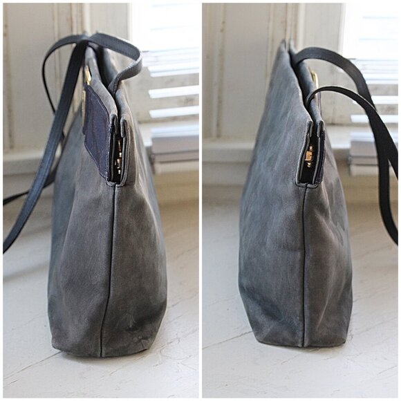 Salvatore Ferragamo - Vintage "Vara" Convertible Clutch in Blue Grey, Italy - Picture 6 of 11